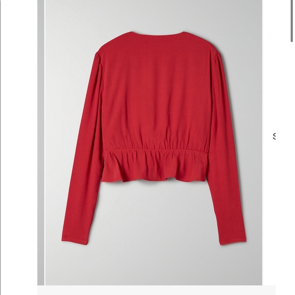 Aritzia Sunday Best Tie Front Blouse Blossom red S - Picture 4 of 10